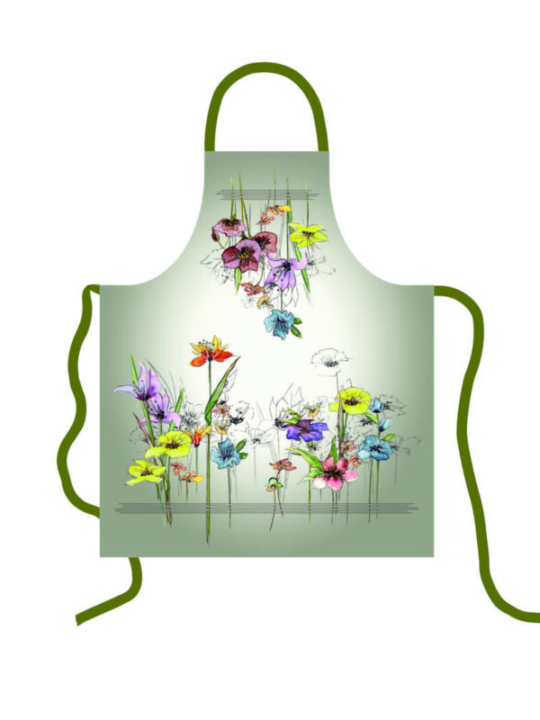 Le tablier en coton « Tourbillon de fleurs »