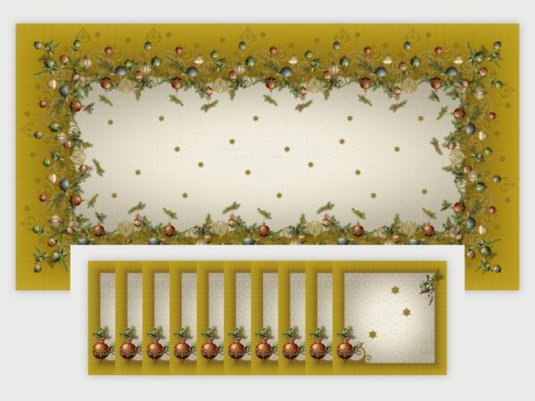 Yellow table set for 10 guests – Au cœur de Noël