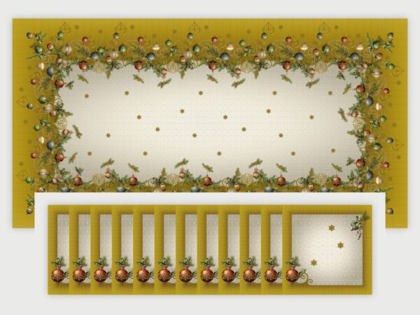 Yellow table set for 12 guests – Au cœur de Noël