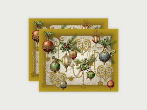 Lot de 2 sets de table « Au cœur de Noël » jaune